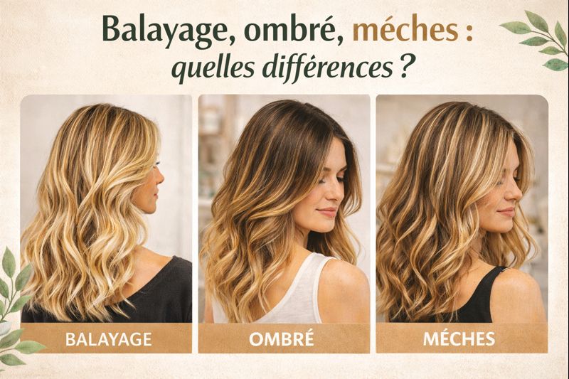 crée moi une image à ce sujet, c'est pour un article une affiche blog, Balayage, ombré, mèches : quelles différences ? salon de coiffure mouans sartoux salon de coiffure mougins salon de coiffure valbonne salon de coiffure grasse salon de coiffure plascassier coiffeur mouans sartoux coiffeur mougins coiffeur valbonne coiffeur grasse coiffeur plascassier